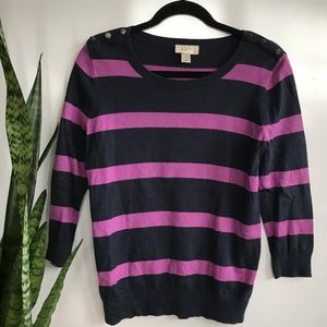 Ann Loft Women's Striped Sweater Navy Purple M